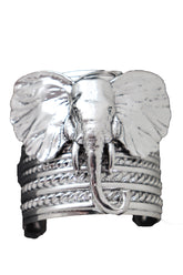 Ethnic Silver Metal Elephant Head Wrist Cuff Bracelet Sexy